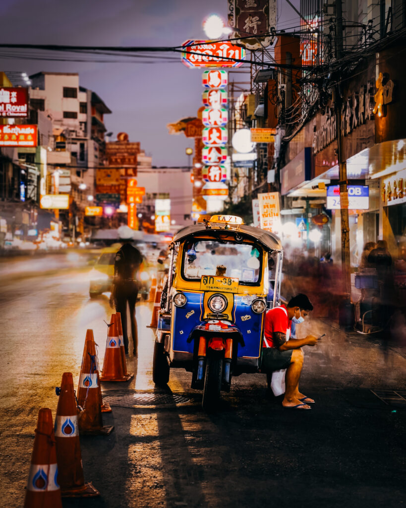 Waiting under the neon lights